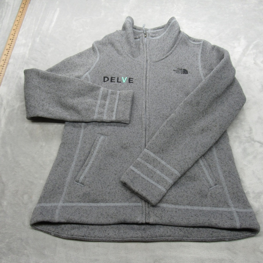 The North Face Sweater Fleece Womens Large Gray Jacket Full Logo Soft Warm Cozy‎